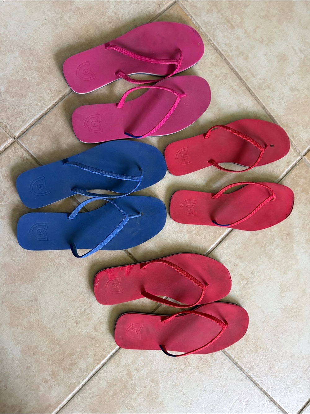 Rothy's Pink, Blue & Red Women's Flip Flop Sandals